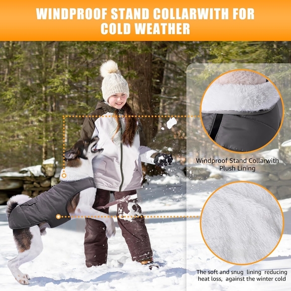iBuddy Dog Winter Coats with Fleece Vest,Waterproof Warm Dog Snow Jacket - Picture 4 of 5